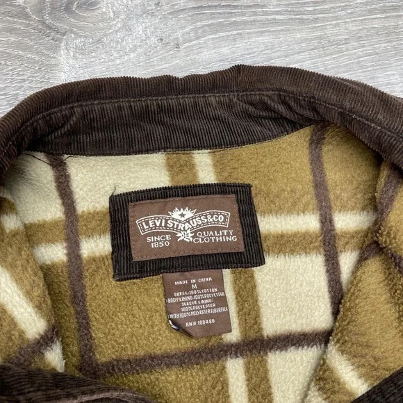 Levi's Jacket Mens Large Brown Corduroy Fleece Lined Shirt Shacket Outdoor - Picture 3 of 8